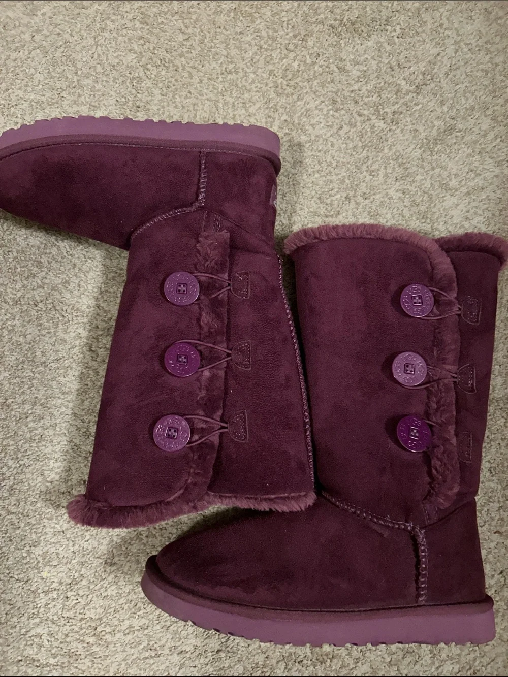 UGG Women's Purple Button-Trim Suede Winter Boots. 9. Perfect condition!